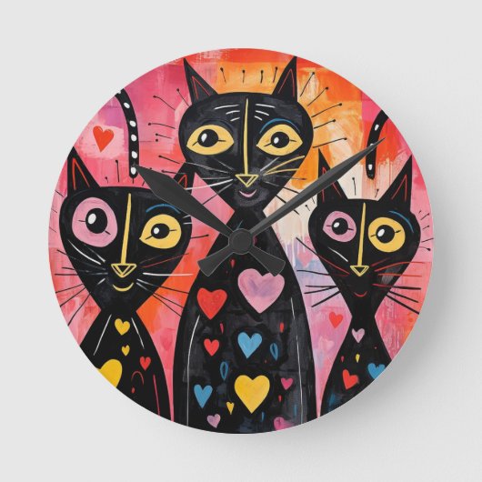 Cats Clock Ronde Klok (Voorkant)