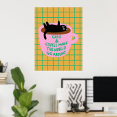 Cats & coffee make the world go around Decorative Poster (Thuiskantoor)