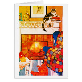 Cats Cozy Scene Blank Note Card