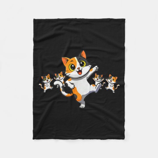 Cats Dancing Funny Cat Lover For Women Kitty Graph Fleece Deken (Voorkant)