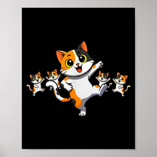 Cats Dancing Funny Cat Lover For Women Kitty Graph Poster (Voorkant)
