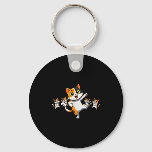 Cats Dancing Funny Cat Lover For Women Kitty Graph Sleutelhanger (Voorkant)