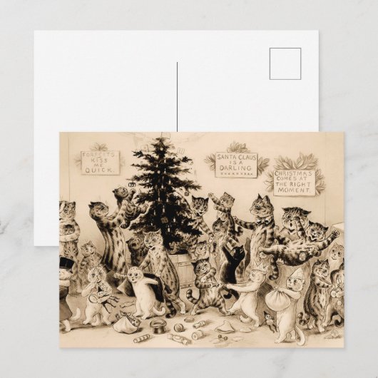 Cats Decorating Christmas Tree By Louis Wain Briefkaart (Voorkant / Achterkant)