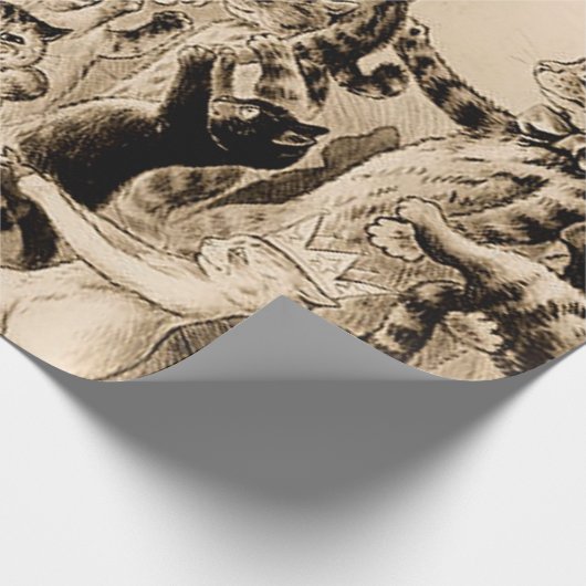 Cats Decorating Christmas Tree By Louis Wain Cadeaupapier (Hoek)