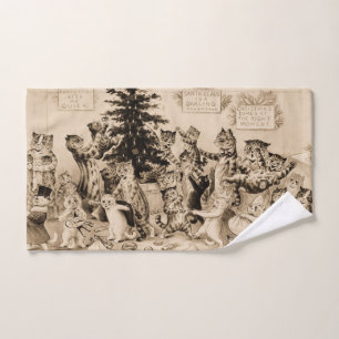Cats Decorating Christmas Tree by Louis Wain Handdoek