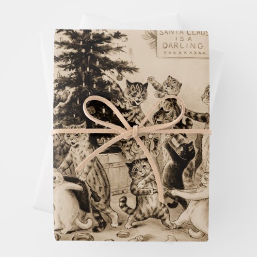 Cats Decorating Christmas Tree by Louis Wain Inpakpapier Vel (In situ)