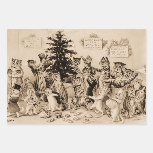 Cats Decorating Christmas Tree by Louis Wain Inpakpapier Vel (Voorkant)