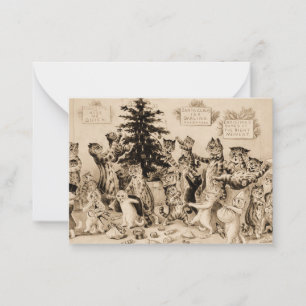 Cats Decorating Christmas Tree by Louis Wain Notitiekaartje