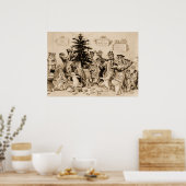 Cats Decorating Christmas Tree by Louis Wain Poster (Keuken)
