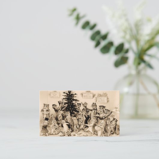 Cats Decorating Christmas Tree By Louis Wain Visitekaartje (Staand voorkant)