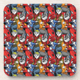 Cats & Dogs Scooter Pattern Bier Onderzetter
