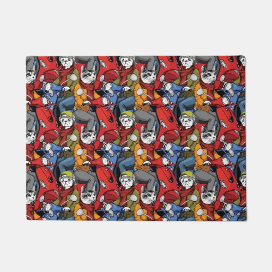 Cats & Dogs Scooter Pattern Deurmat (Voorkant)
