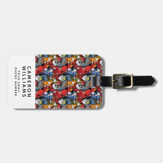 Cats & Dogs Scooter Pattern | Jouw namen toevoegen Bagagelabel (Voorkant horizontaal)