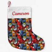 Cats & Dogs Scooter Pattern | Jouw namen toevoegen Kleine Kerstsok (Voorkant)