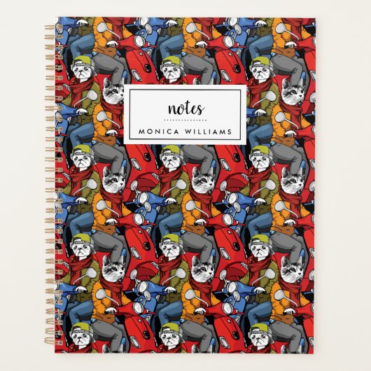 Cats & Dogs Scooter Pattern | Jouw namen toevoegen Planner (Voorkant)
