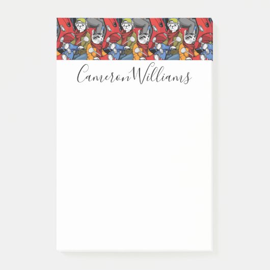 Cats & Dogs Scooter Pattern | Jouw namen toevoegen Post-it® Notes (Voorkant)