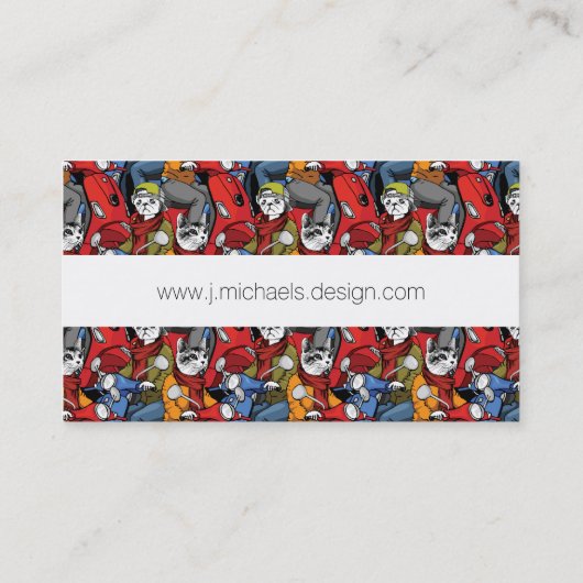 Cats & Dogs Scooter Pattern | Jouw namen toevoegen Visitekaartje (Achterkant)