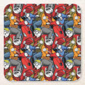 Cats & Dogs Scooter Pattern Kartonnen Onderzetters (Voorkant)