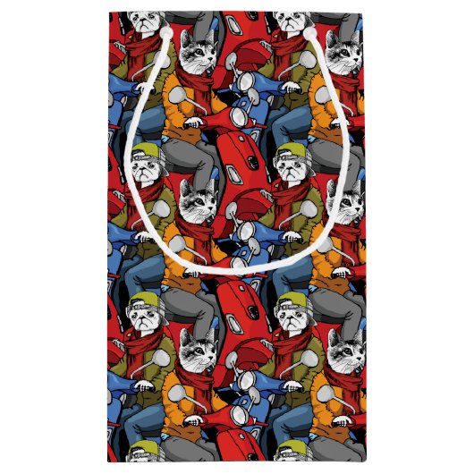 Cats & Dogs Scooter Pattern Klein Cadeauzakje (Achterkant)