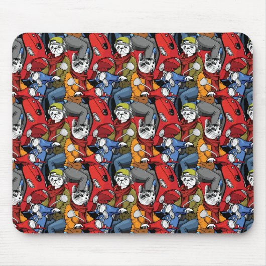 Cats & Dogs Scooter Pattern Muismat (Voorkant)