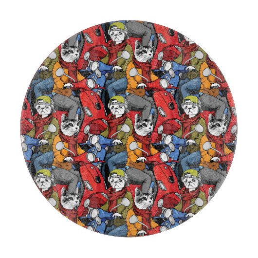 Cats & Dogs Scooter Pattern Snijplank (Voorkant)