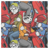 Cats & Dogs Scooter Pattern Stof (Close Up)