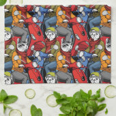 Cats & Dogs Scooter Pattern Theedoek (Gevouwen)