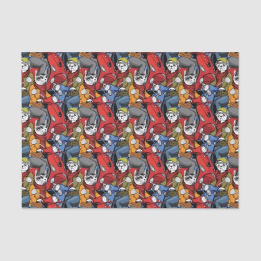 Cats & Dogs Scooter Pattern Tissuepapier (Voorkant)