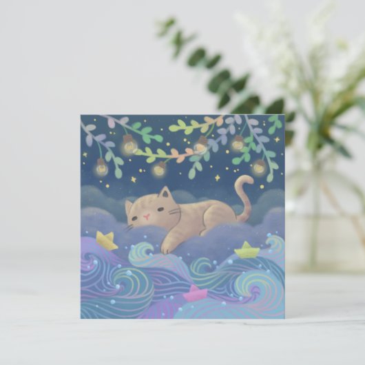 Cat's Dream Fantasy Illustration Kaart (Staand voorkant)