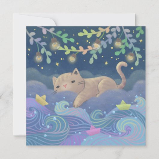 Cat's Dream Fantasy Illustration Kaart (Voorkant)