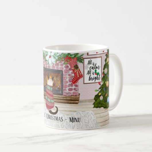 Cat's eerste kerst gepersonaliseerd koffiemok (Voorkant rechts)