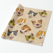 CATS EN KITTENS Funny  Cat Portretten Cadeaupapier (Uitgerold)