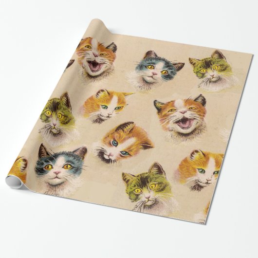 CATS EN KITTENS Funny  Cat Portretten Cadeaupapier (Uitgerold)