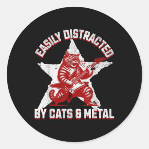 Cats en Metal Fan Music Metalhead Heavy Rock Star Ronde Sticker