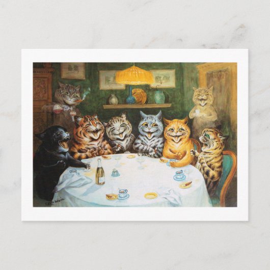 Cats Enjoying Cigars & Brandy, Louis Wain Briefkaart (Voorkant)