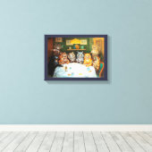 Cats Enjoying Cigars & Brandy, Louis Wain Canvas Afdruk (Insitu (Houten vloer))