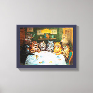Cats Enjoying Cigars & Brandy, Louis Wain Canvas Afdruk