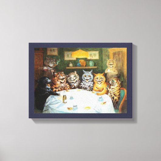 Cats Enjoying Cigars & Brandy, Louis Wain Canvas Afdruk (Voorkant)