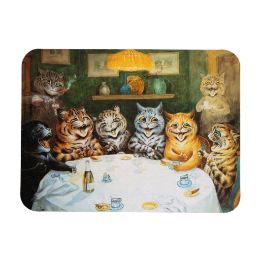 Cats Enjoying Cigars & Brandy, Louis Wain Magneet (Horizontaal)