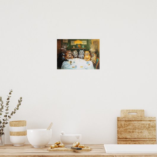 Cats Enjoying Cigars & Brandy, Louis Wain Poster (Keuken)