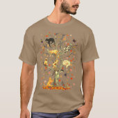 Cats Fall Autumn Climbing Maple Leaf Tree Funny Ca T-shirt (Voorkant)