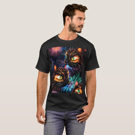 Cats Fireworks-Show T-shirt (Voorkant volledig)