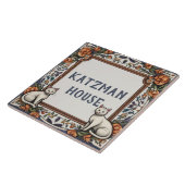 Cats & Flowers Custom House Naam Bord Teken Plaque Tegeltje (Zijkant)