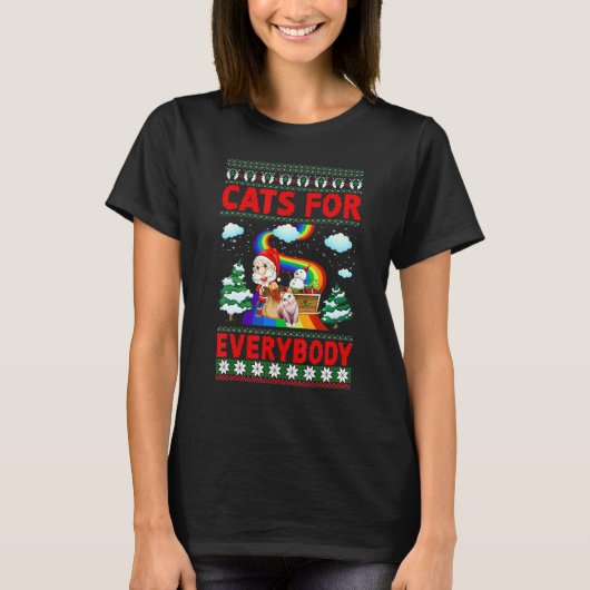Cats For Everyboday Christmas Pajama Ugly Cats T-shirt (Voorkant)