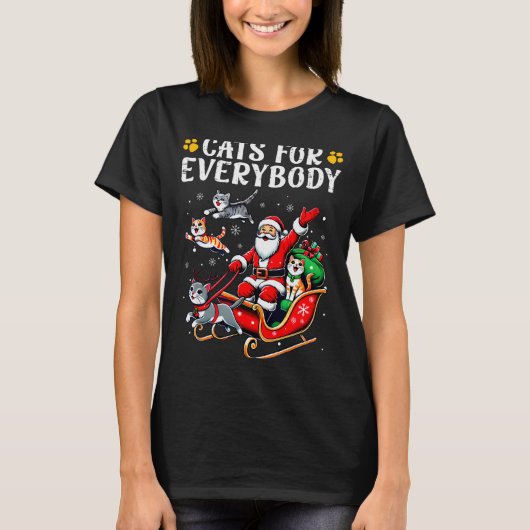 Cats For Everybody Christmas Cat Funny Xmas Men Wo T-shirt (Voorkant)