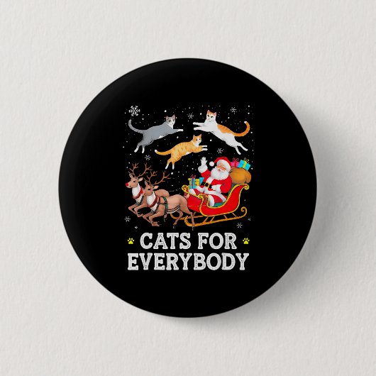 Cats For Everybody Christmas Cat Funny Xmas Women  Ronde Button 5,7 Cm (Voorkant)