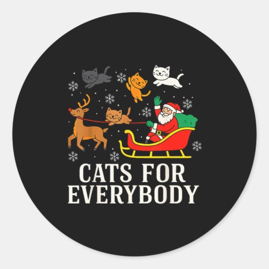 Cats For Everybody Christmas Cat Funny Xmas Women  Ronde Sticker (Voorkant)