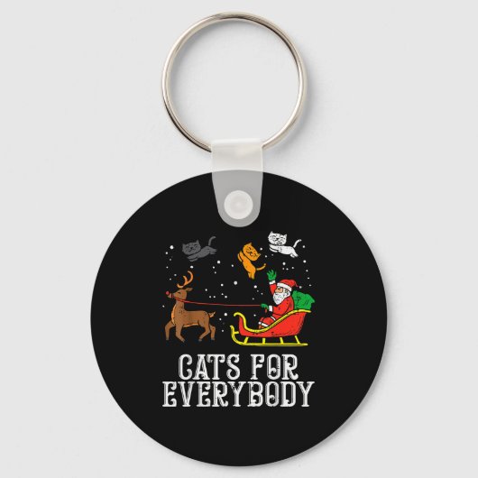 Cats For Everybody Christmas Cat Funny Xmas Women  Sleutelhanger (Voorkant)