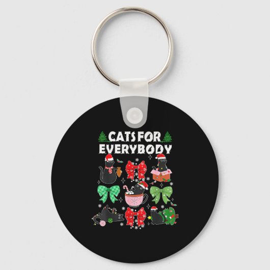 Cats For Everybody Christmas Cat Funny Xmas Women  Sleutelhanger (Voorkant)
