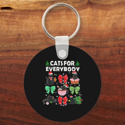 Cats For Everybody Christmas Cat Funny Xmas Women  Sleutelhanger (Voorkant)